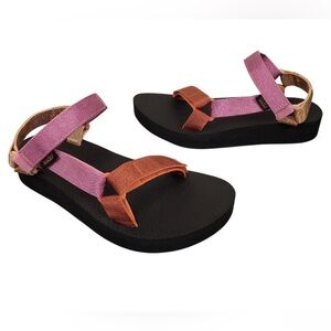 Teva Women's Metallic Strappy Sport Sandal in Pink, Rust & Black
